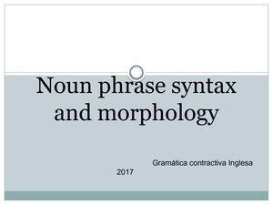 Noun Phrase Syntax And Morphology