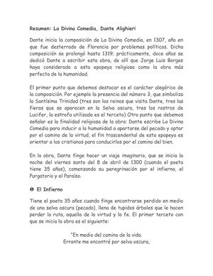 Resumen De La Divina Comedia