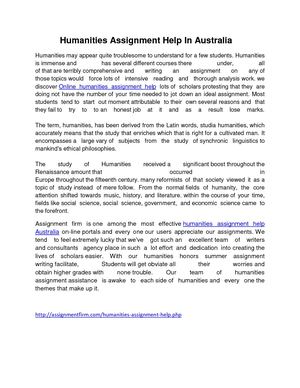 Humanities Assignment Help Article