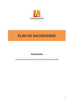 Plan de sauvegarde