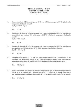 FICHA EJERCICIOS CALOR