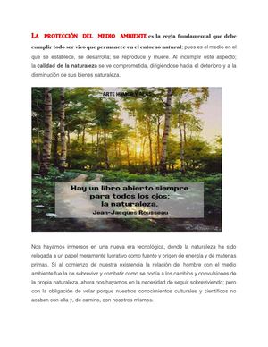 La Protección Del Ambiente