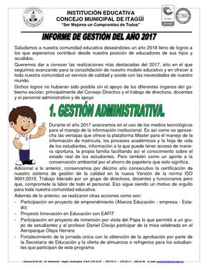 Informe De Gestión 2017