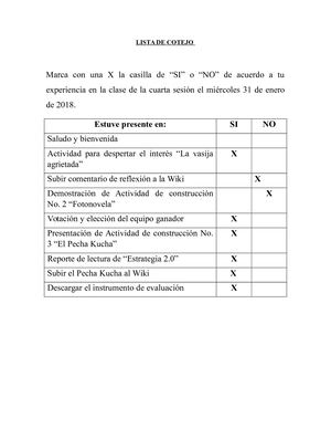Lista De Cotejo 3 Braulio