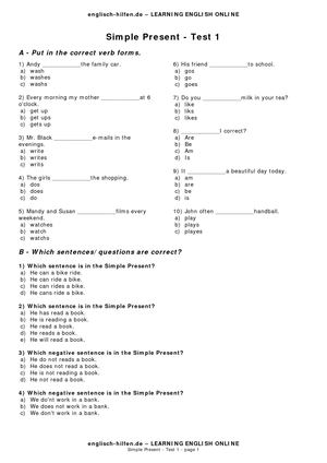 Test Simple Present En