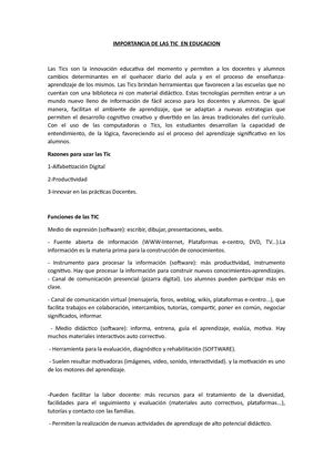 Importancia De Las Tic En Educacion