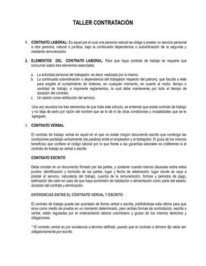 Taller Contratación