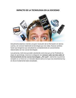 Impacto De La Tecnologia En La Sociedad