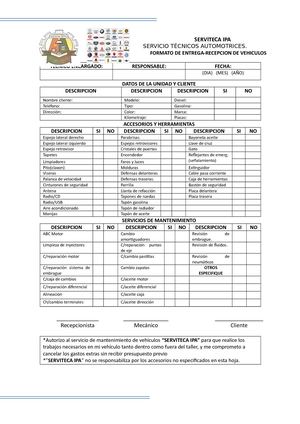 Entrega Y Recepcion De Vehiculos 2018