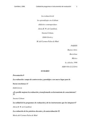 Camilloni Calidad Programas E Instrumentos Eva