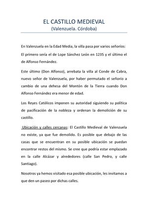 Parada 8. Castillo Medieval de Valenzuela