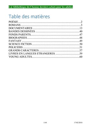 Pour les adultes - mars 2018