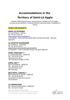 Accomodations Saint Lô Agglo 2018