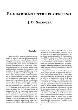 El Guardián Entre El Centeno De J D Salinger