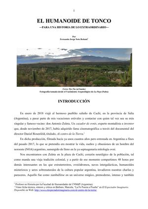 El Humanoide De Tonco. Para una Historia de lo Extraordinario