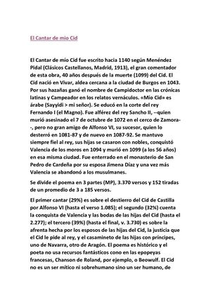 El Cantar De Mio Cid Lírica Jarchas