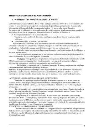 Guía Biblioteca Escolar Ceip El Puche Almería