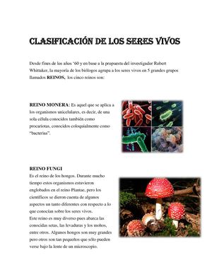 Clasificación De Los Seres Vivos