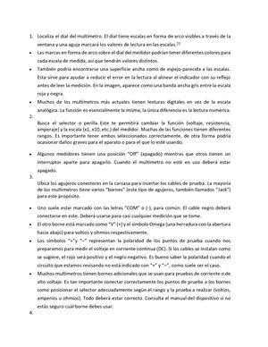 USO DEL MULTIMETRO APLICACION FALLAS Y PRECAUCIONES