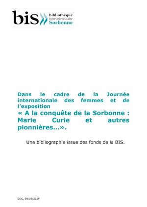 Les Femmes à La conquête de la Sorbonne