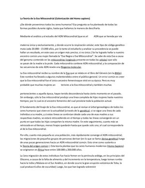 La Teoría De La Eva Mitocondrial