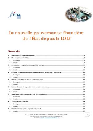 La nouvelle gouvernance financière de l'Etat depuis la LOLF