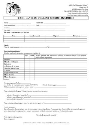 Fiche Santé 2018