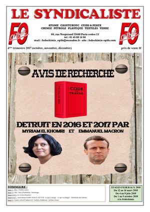 LE SYNDICALISTE FO 4EME TRIMESTRE 2017