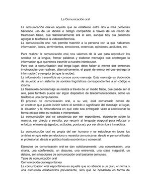 La Comunicación Oral