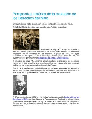 Perspectiva Histórica De La Evolución De Los Derechos Del Niño