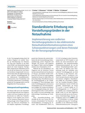 06 Standardisierte Erhebung Von Vorstellungsgründen In Der Notaufnahme