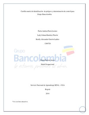 Cartilla Matriz De Identificacion Peligros So