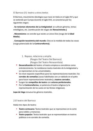 El Teatro Del Barroco