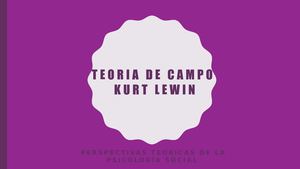 Teoria De Campo Kurt Lewin