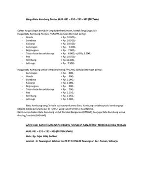 Harga Batu Kumbung Tuban, Hub 081 332 253 999 (Tlpwa)a