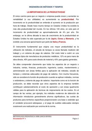 La Importancia De La Productividad Therbligs