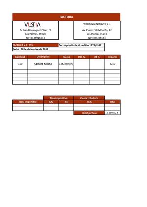 FACTURA DE CATERING