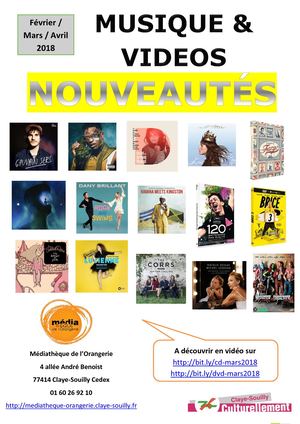 Catalogues des nouveaux CD et DVD Fevrier Mars Avril 2018