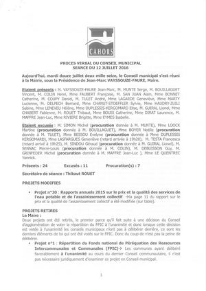 Procès verbal du 12 07 16