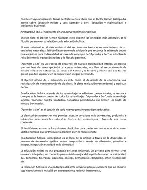 Ramón Gallegos, inteligencia espiritual y educación holista