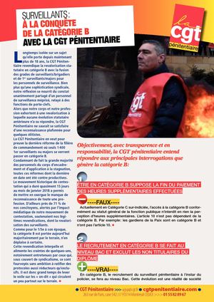 La Catégorie B avec la CGT Pénitentiaire