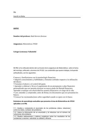 Pbl 3ºeso Mat Invertir En Bolsa