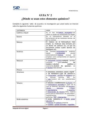 U1 Clase 1 Guía 2 Usos De Sustancias Químicas