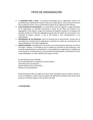 Tipos De Organización