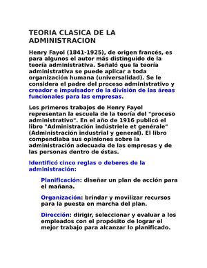 Teoria Clasica De La Administracion