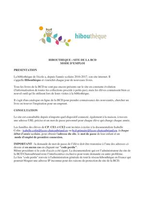 Hiboutheque mode d'emploi
