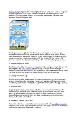 Khasiat Dan Manfaat Susu Kambing Etawa