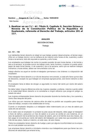 Hoja De Trabajo 3 Legislacion