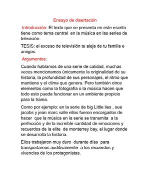 Ensayo De Disertación Para Entregar A Dianis