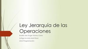 Ley Jerarquía De Las Operaciones